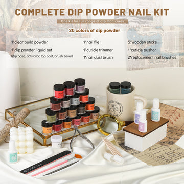 Aokitec 2024 Autumn Series Dip Powder Nail Kit, 36PCS 20 Colors 4PCS Dip Liquid Set